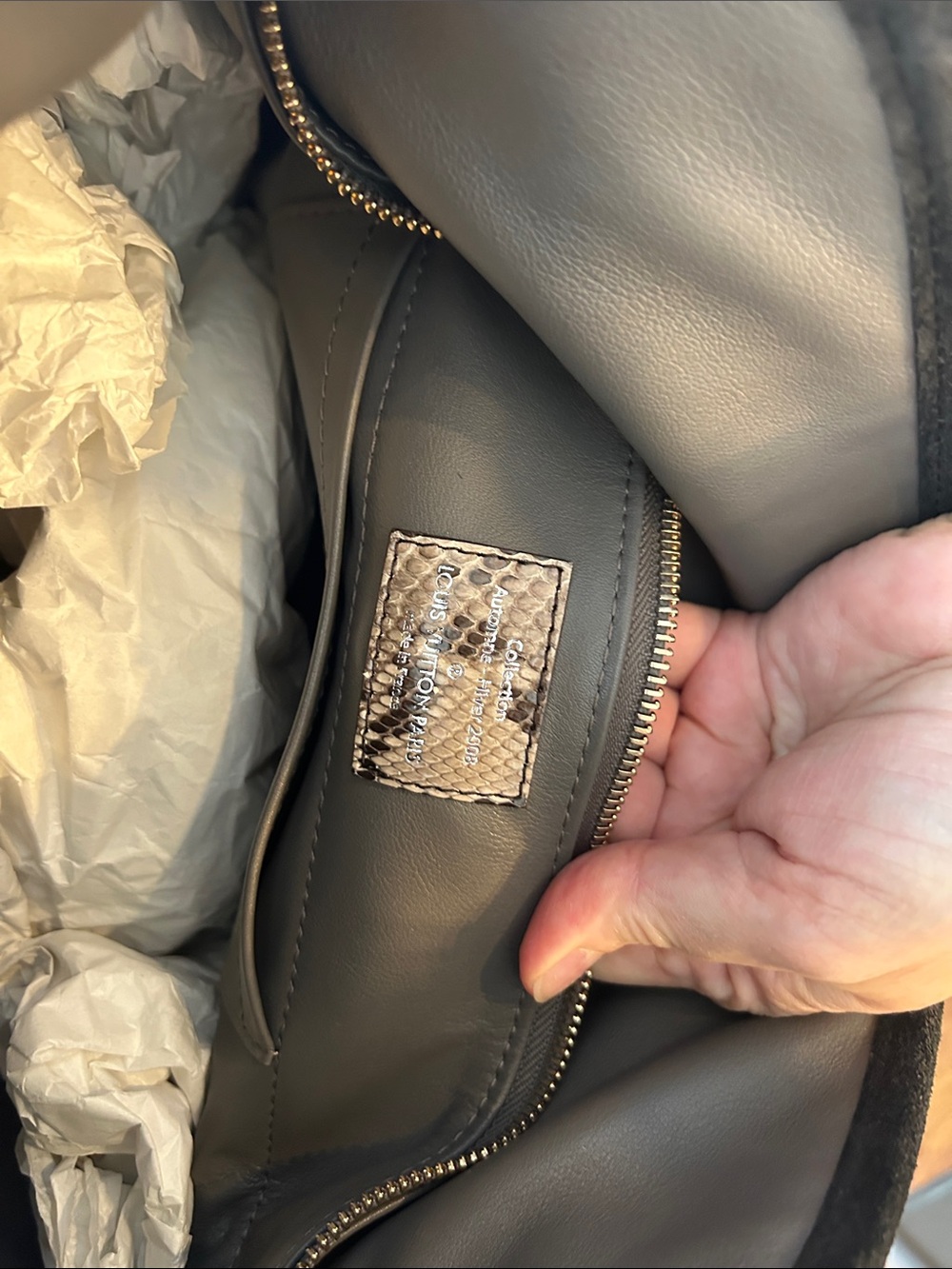 Louis Vuitton Black Monogram Velvet Shoulder Bag with Snakeskin Handle - Picture 4 of 6